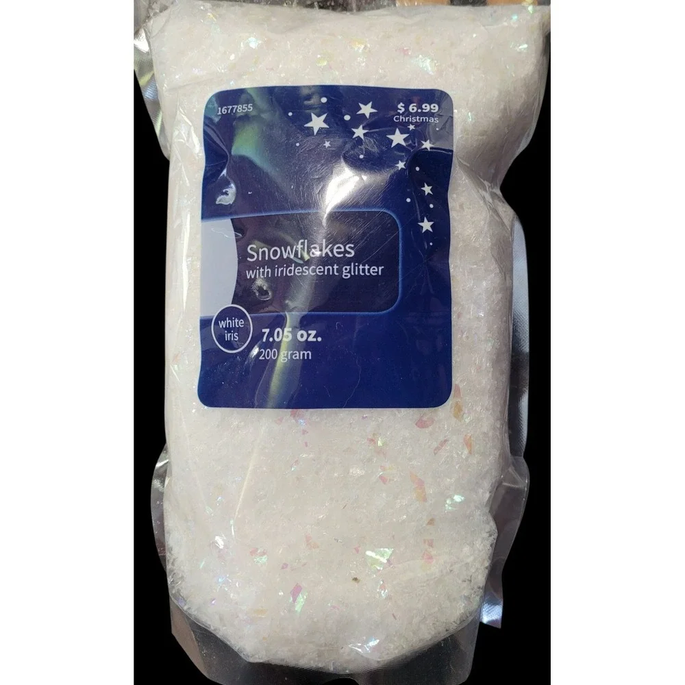 FAKE Snow Christmas ARTIFICIAL SNOWFLAKES Iridescent Party Decoration 7oz craft